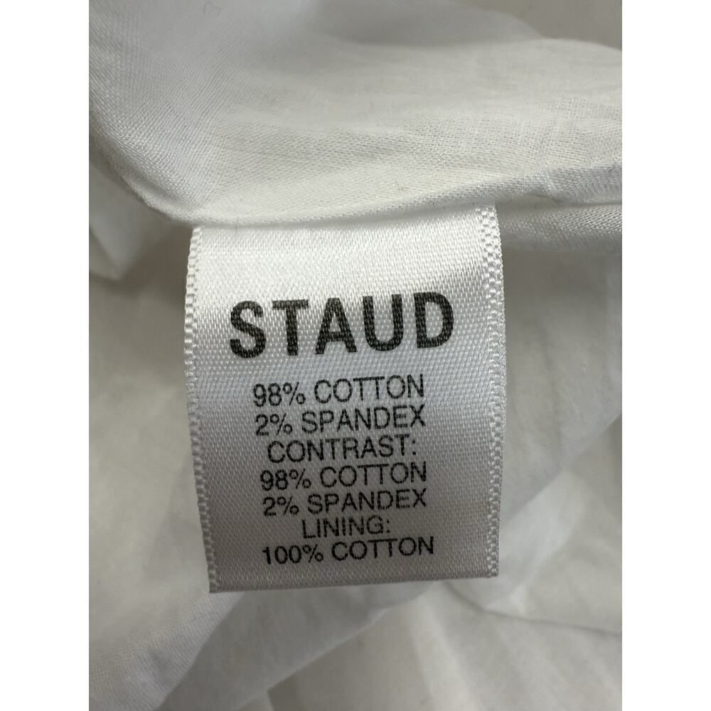 STAUD Demi Dress Womens White PoplinβRainbow Stitching Maxi Tiered Cotton Medium - Picture 9 of 10